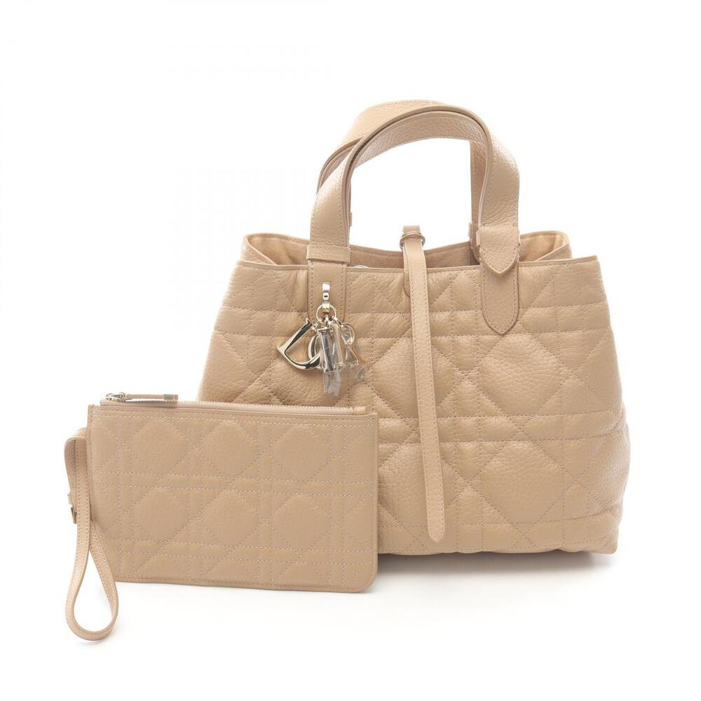 Christian Dior Toujours Cannage Handbag Leather Beige